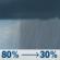 Saturday: Rain showers before 1pm. Partly sunny, with a high near 56. Chance of precipitation is 80%. Saturday: Rain Showers