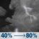 Thursday Night: A chance of showers and thunderstorms before 1am, then showers and thunderstorms. Mostly cloudy, with a low around 57. Chance of precipitation is 80%. Thursday Night: Chance Showers And Thunderstorms